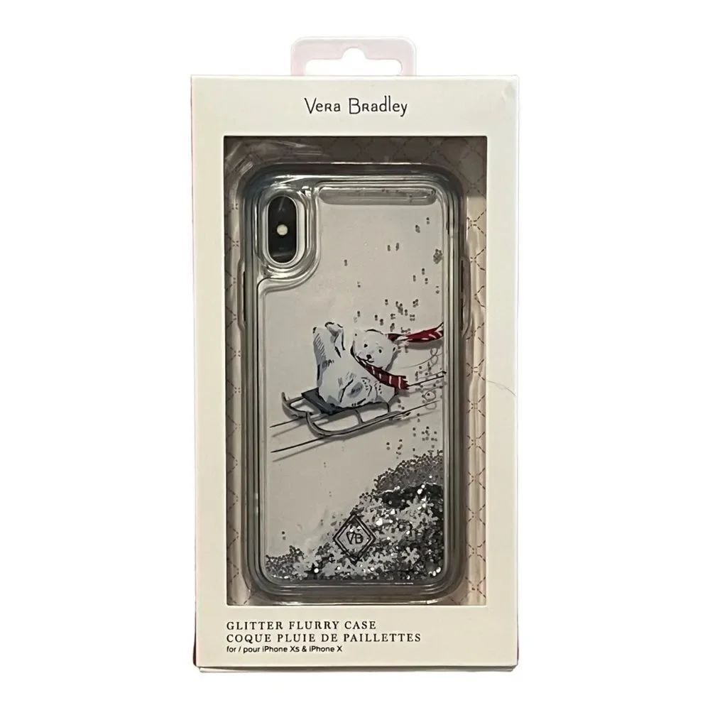 Vera Bradley Polar Bear Glitter Flurry Case for iPhone Xs & X EUC